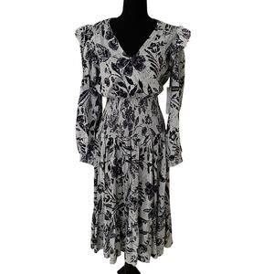 Aqua Women's Multicolor White Linen Blend Smocked Dress Size S - NWT MSRP $118